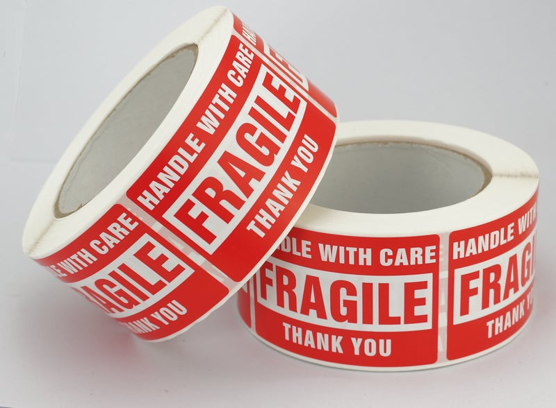BETCKEY 4 Rolls/2000 Labels,Handle with Care Fragile Thank You, Red Warning Shipping Label Stickers (2" x 3") - Image 3